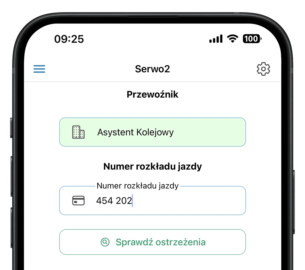 SERWO2 - podgląd rozkazu pisemnego dla maszynisty (SERWO2 PKP PLK)